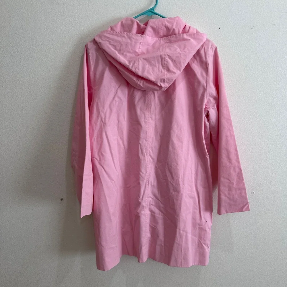 Eileen Fisher Pink Italian Cotton Hooded Zip Up Jacket Coat Petite Medium PM